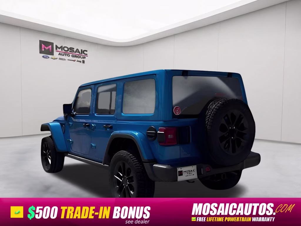 2025 Hydro Blue Pearl Coat Jeep Wrangler Sahara 4xe Quick Order Package 29Q Backcountry 4xe 4X4 SUV