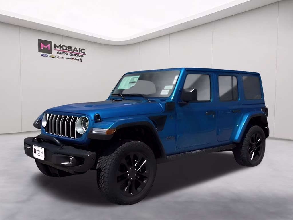 2025 Hydro Blue Pearl Coat Jeep Wrangler Sahara 4xe Quick Order Package 29Q Backcountry 4xe 4X4 SUV