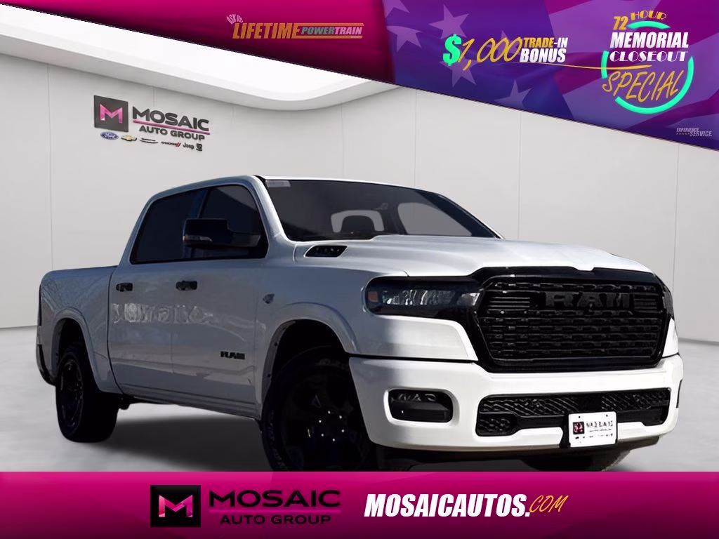 2026 Bright White Clearcoat Ram 1500 Big Horn Night Edition 4X4 Truck