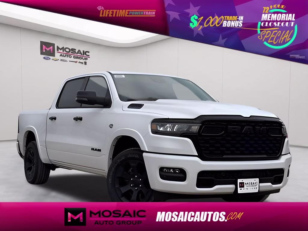 2026 Bright White Clearcoat Ram 1500 Big Horn Night Edition 4X4 Truck