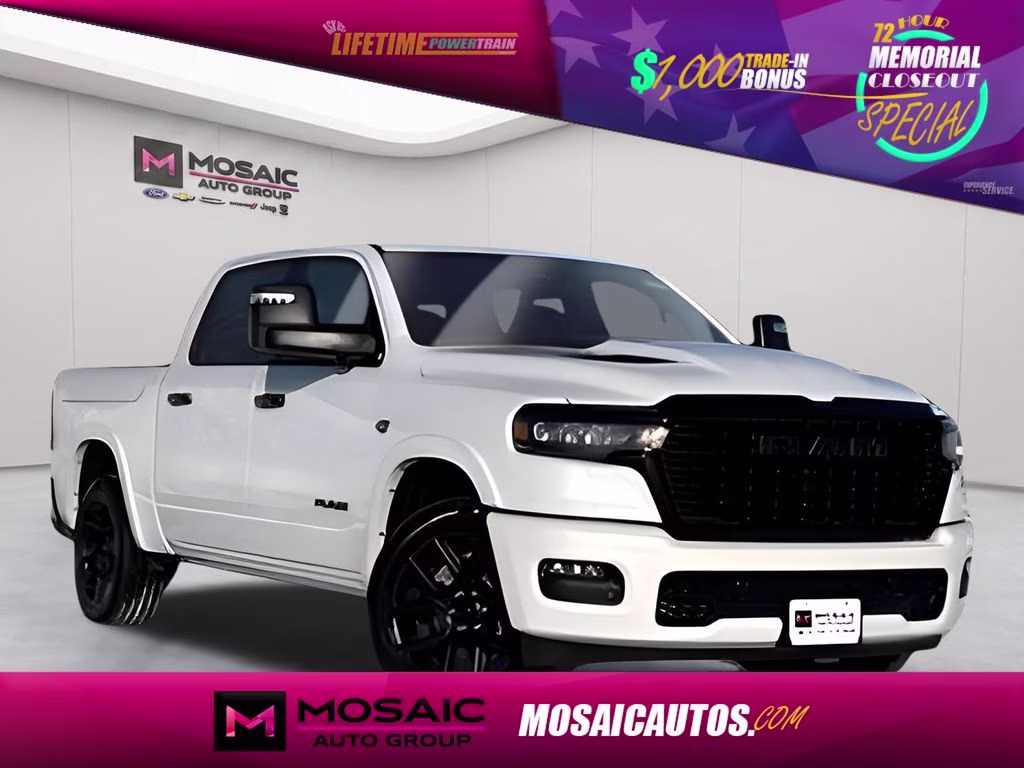 2026 Ivory White Tri-Coat Pearlcoat Ram 1500 Laramie Night Edition 4X4 Truck