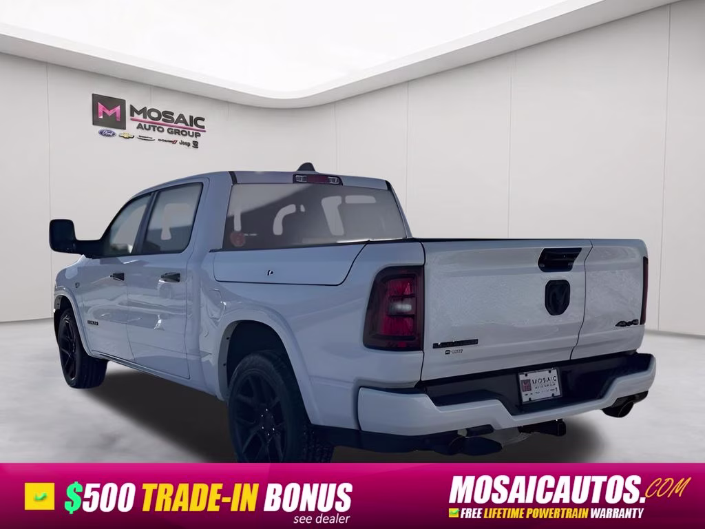 2026 Ivory White Tri-Coat Pearlcoat Ram 1500 Laramie Night Edition 4X4 Truck