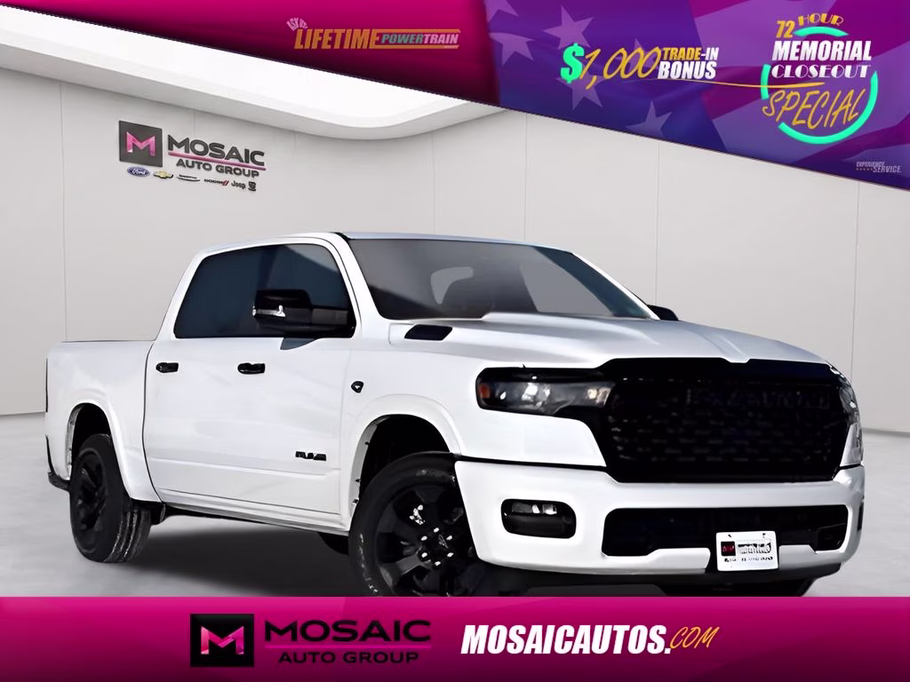 2026 Ivory White Tri-Coat Pearlcoat Ram 1500 Laramie Night Edition 4X4 Truck