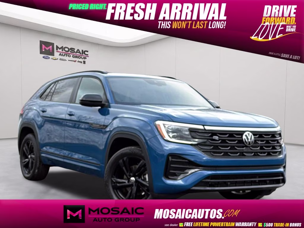 2025 Blue Metallic Volkswagen Atlas Cross Sport 2.0T SEL R-Line Black AWD SUV