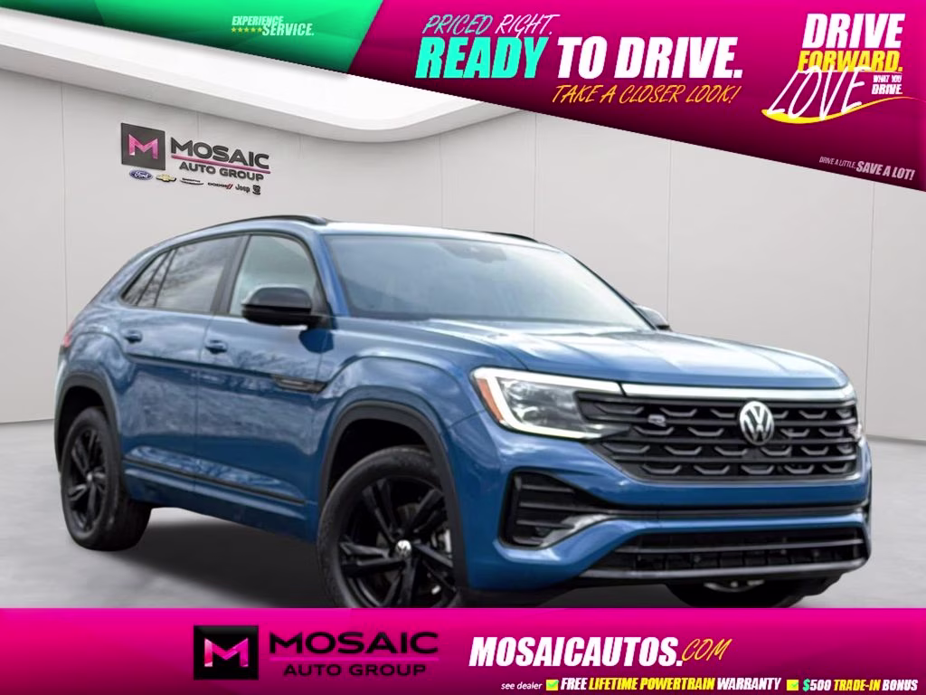 2025 Blue Metallic Volkswagen Atlas Cross Sport 2.0T SEL R-Line Black AWD SUV