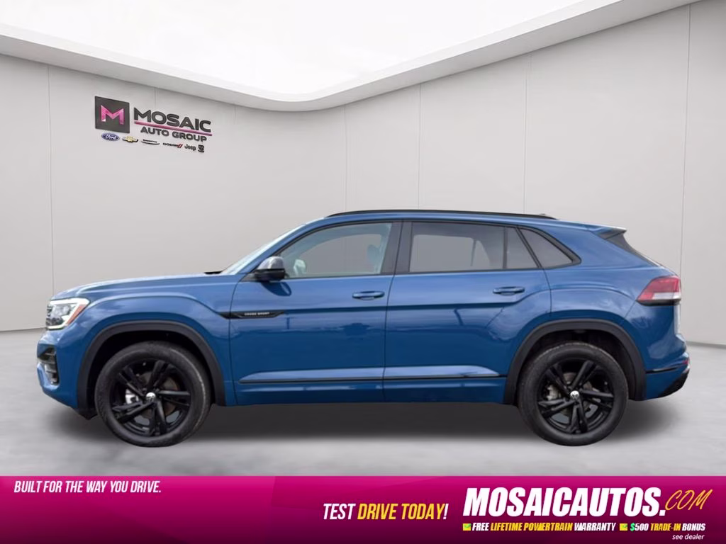 2025 Blue Metallic Volkswagen Atlas Cross Sport 2.0T SEL R-Line Black AWD SUV