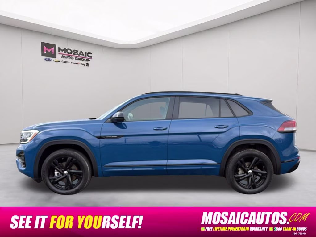 2025 Blue Metallic Volkswagen Atlas Cross Sport 2.0T SEL R-Line Black AWD SUV