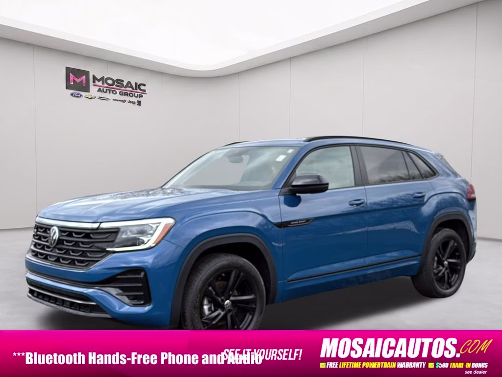 2025 Blue Metallic Volkswagen Atlas Cross Sport 2.0T SEL R-Line Black AWD SUV