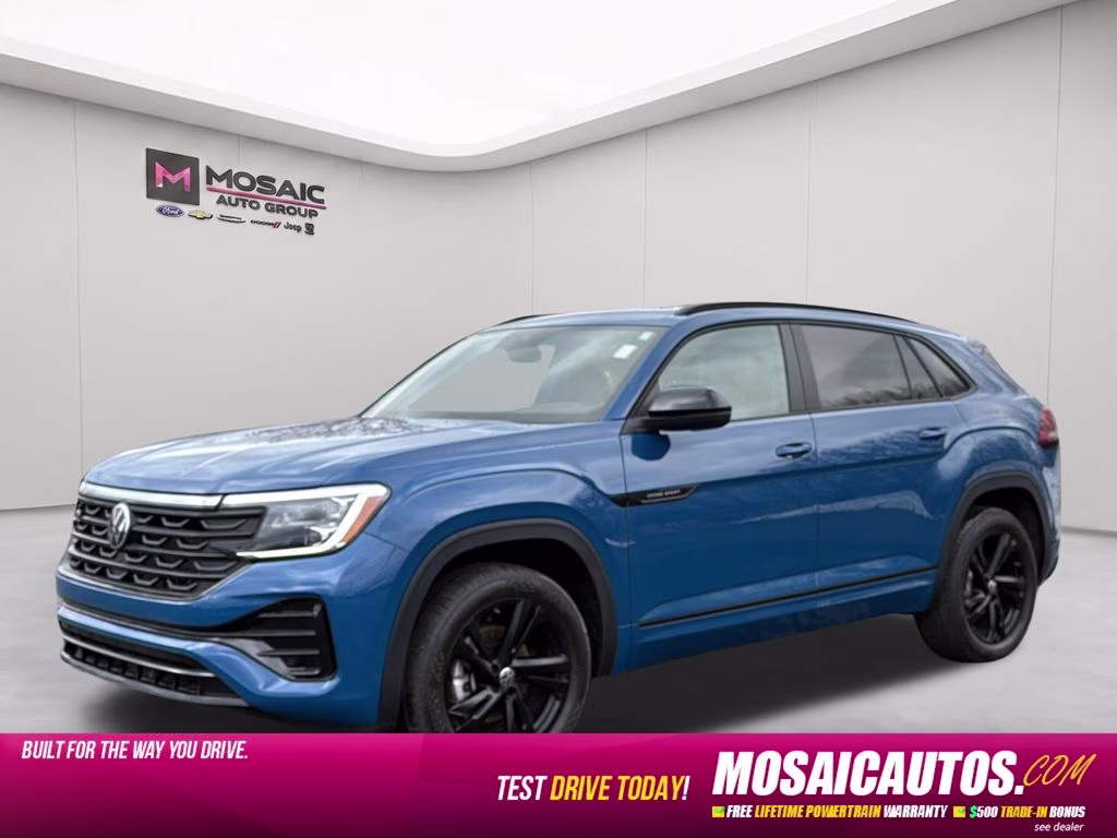 2025 Blue Metallic Volkswagen Atlas Cross Sport 2.0T SEL R-Line Black AWD SUV