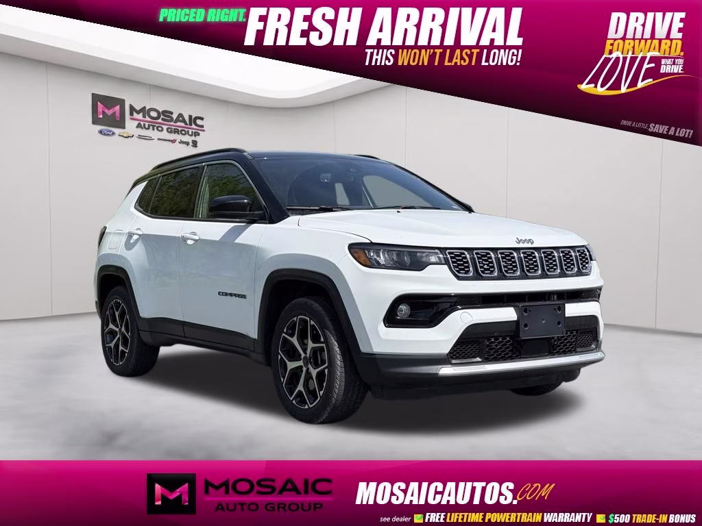 2025 Bright White Clearcoat Jeep Compass Limited 4X4 SUV