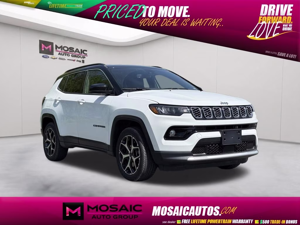 2025 Bright White Clearcoat Jeep Compass Limited 4X4 SUV