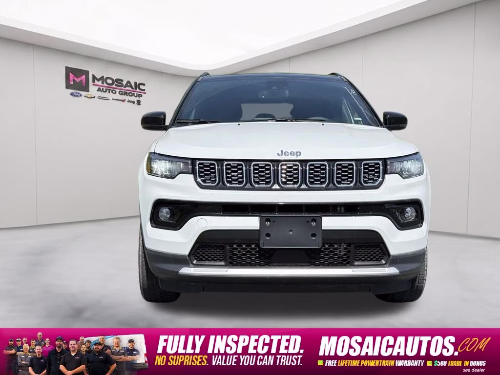 2025 Bright White Clearcoat Jeep Compass Limited 4X4 SUV