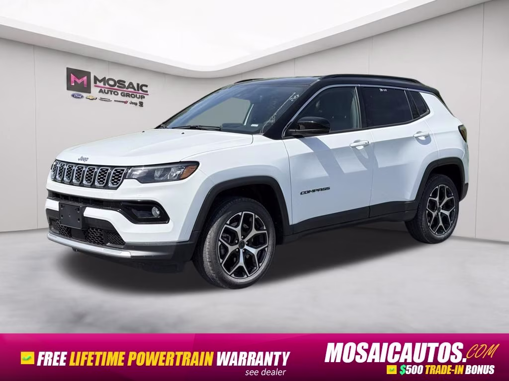 2025 Bright White Clearcoat Jeep Compass Limited 4X4 SUV