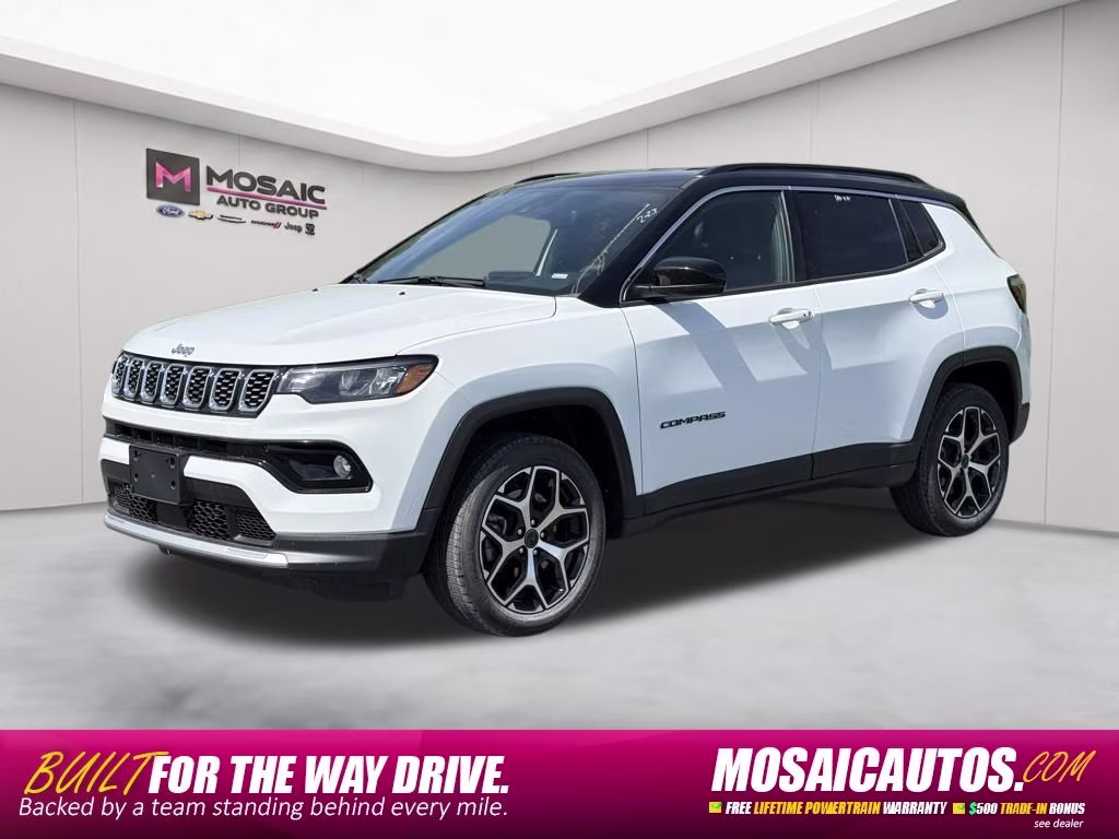 2025 Bright White Clearcoat Jeep Compass Limited 4X4 SUV
