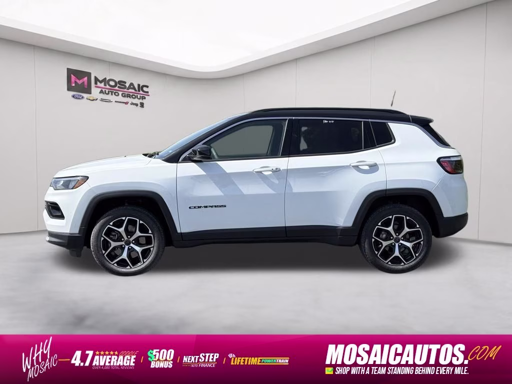 2025 Bright White Clearcoat Jeep Compass Limited 4X4 SUV