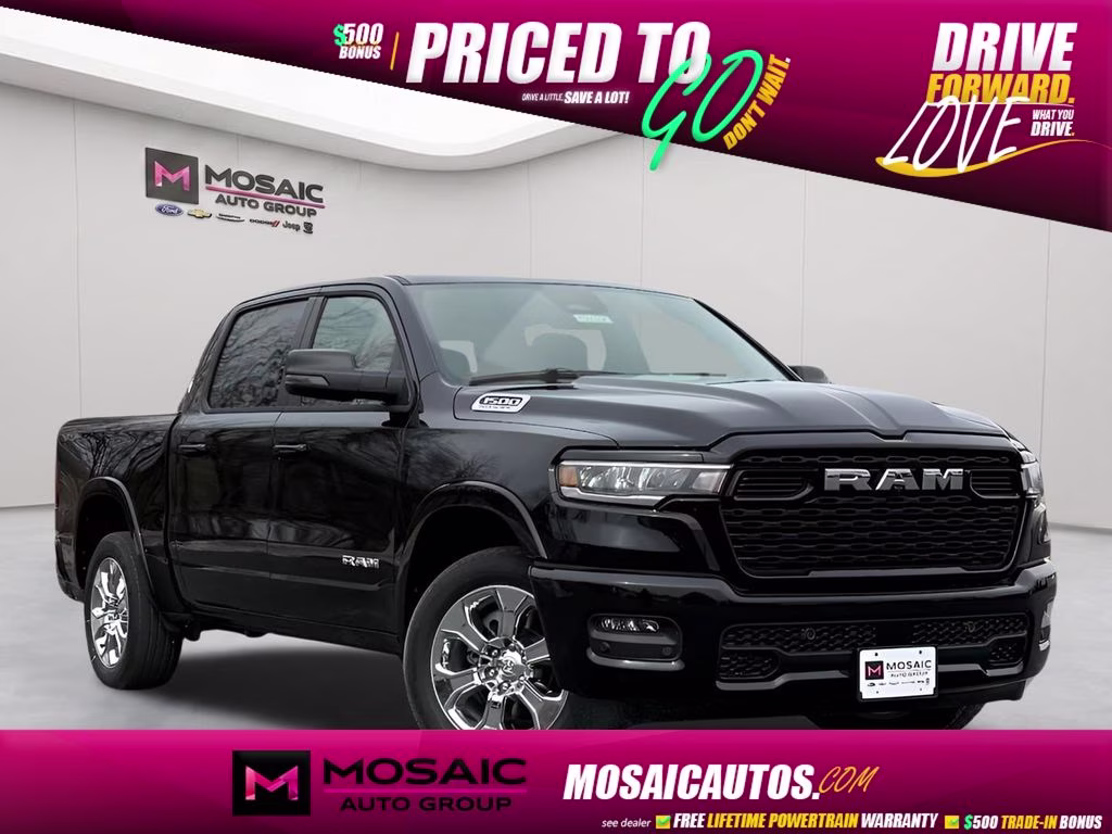 2026 Diamond Black Crystal Pearlcoat Ram 1500 Big Horn/Lone Star Sport Appearance Package 4X4 Truck