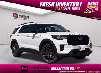 2026 Star White Metallic Tri-Coat Ford Explorer ST-Line 4X4 SUV