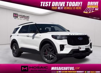 2026 Star White Metallic Tri-Coat Ford Explorer ST-Line 4X4 SUV