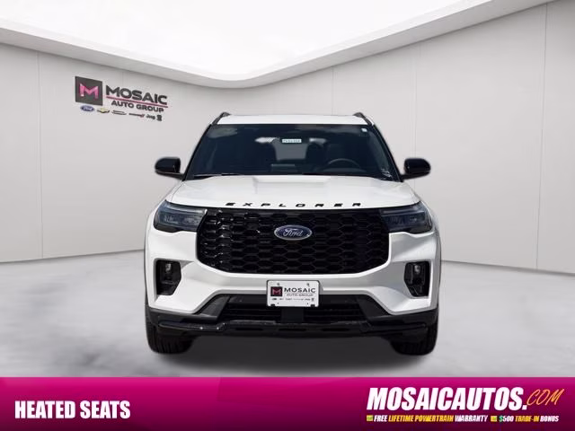 2026 Star White Metallic Tri-Coat Ford Explorer ST-Line 4X4 SUV