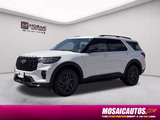 2026 Star White Metallic Tri-Coat Ford Explorer ST-Line 4X4 SUV