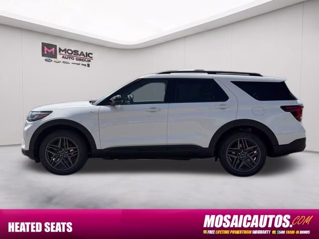 2026 Star White Metallic Tri-Coat Ford Explorer ST-Line 4X4 SUV