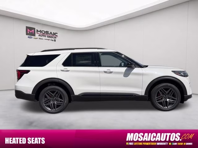 2026 Star White Metallic Tri-Coat Ford Explorer ST-Line 4X4 SUV