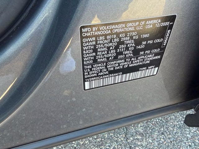2021 Pyrite Silver Metallic Volkswagen Atlas 3.6L V6 SE w/Technology R-Line AWD SUV
