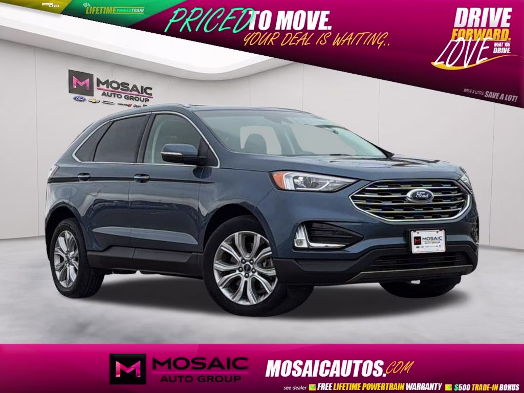 2019 Blue Metallic Ford Edge Titanium AWD SUV