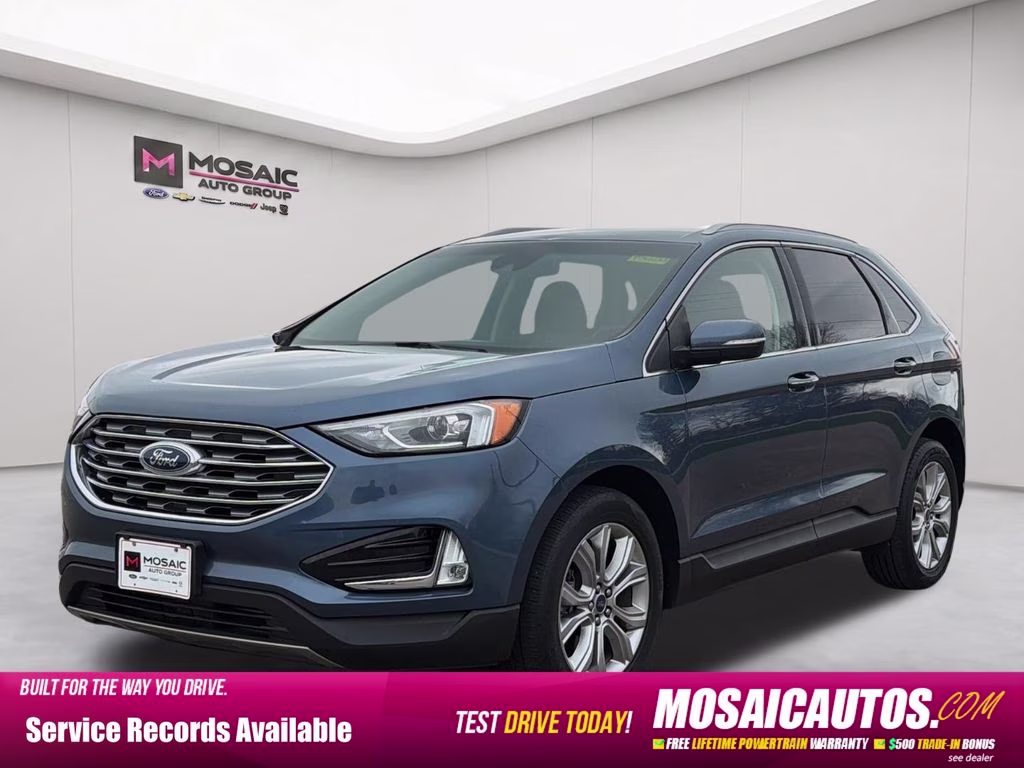 2019 Blue Metallic Ford Edge Titanium AWD SUV