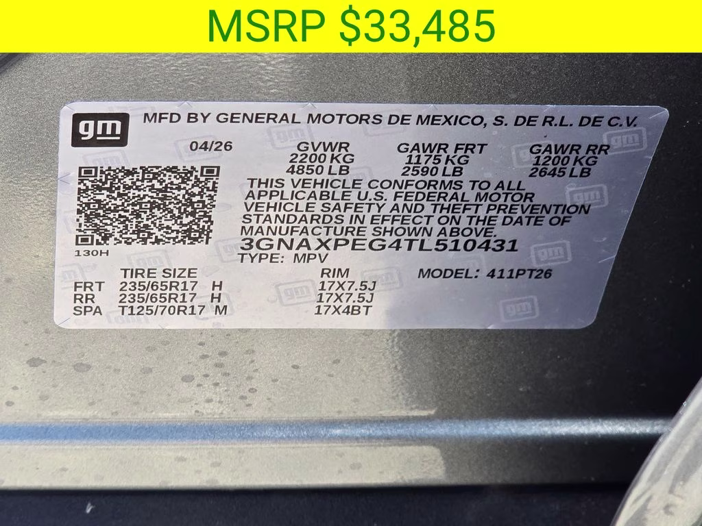 2026 Sterling Gray Metallic Chevrolet Equinox LT AWD SUV