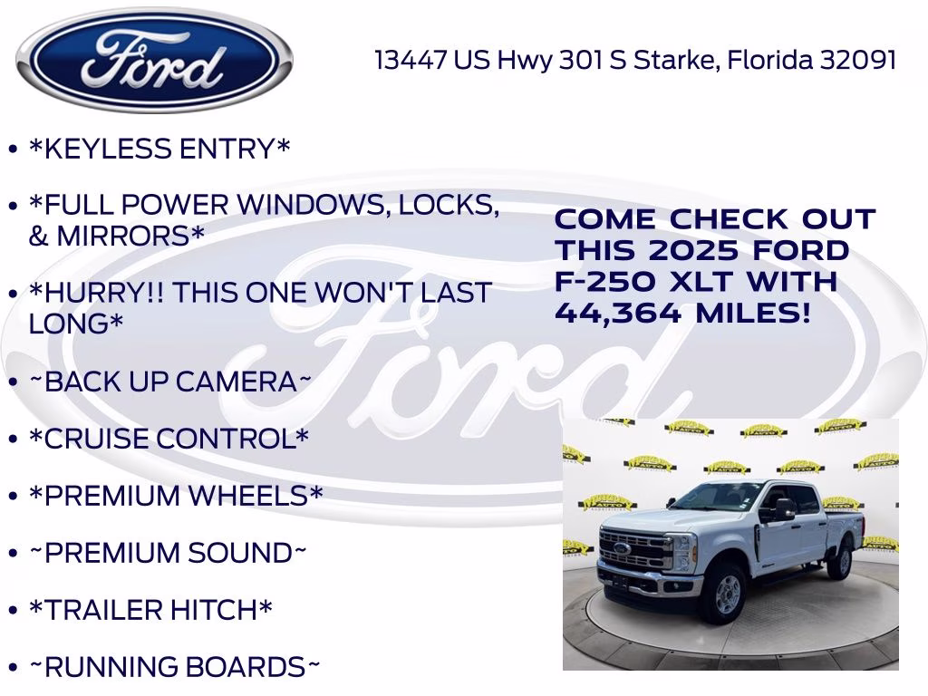2025 White Ford Super Duty F-250 SRW XLT 4X4 Truck