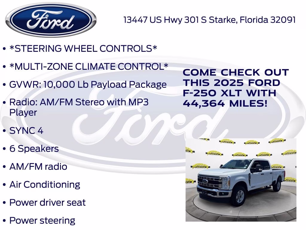 2025 White Ford Super Duty F-250 SRW XLT 4X4 Truck
