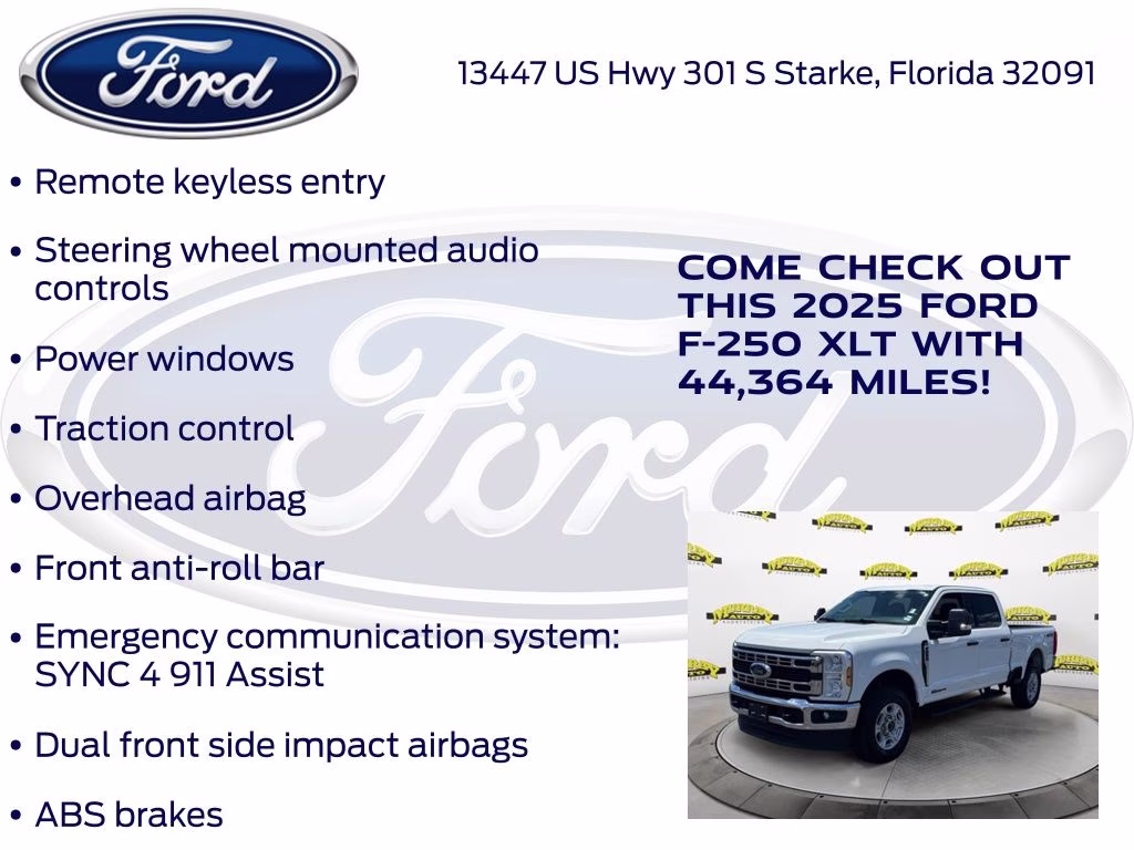 2025 White Ford Super Duty F-250 SRW XLT 4X4 Truck