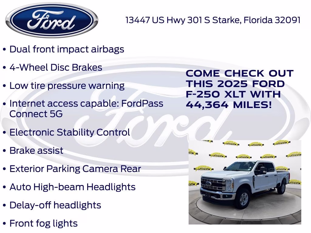 2025 White Ford Super Duty F-250 SRW XLT 4X4 Truck