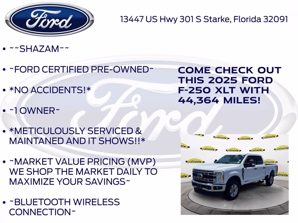 2025 White Ford Super Duty F-250 SRW XLT 4X4 Truck