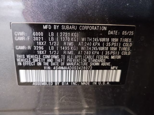 2025 Magnetite Gray Metallic Subaru Ascent Premium AWD SUV