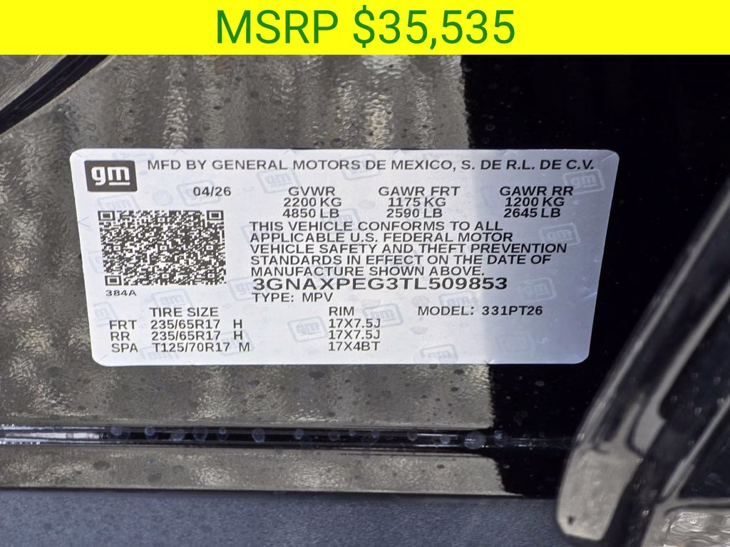 2026 Mosaic Black Metallic Chevrolet Equinox LT AWD SUV