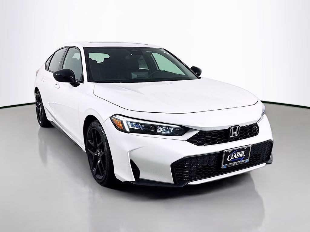 2026 Platinum White Pearl Honda Civic Hybrid Sport FWD Hatchback