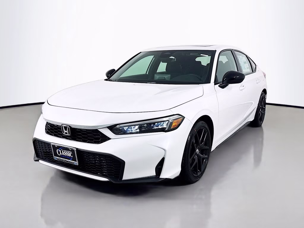 2026 Platinum White Pearl Honda Civic Hybrid Sport FWD Hatchback