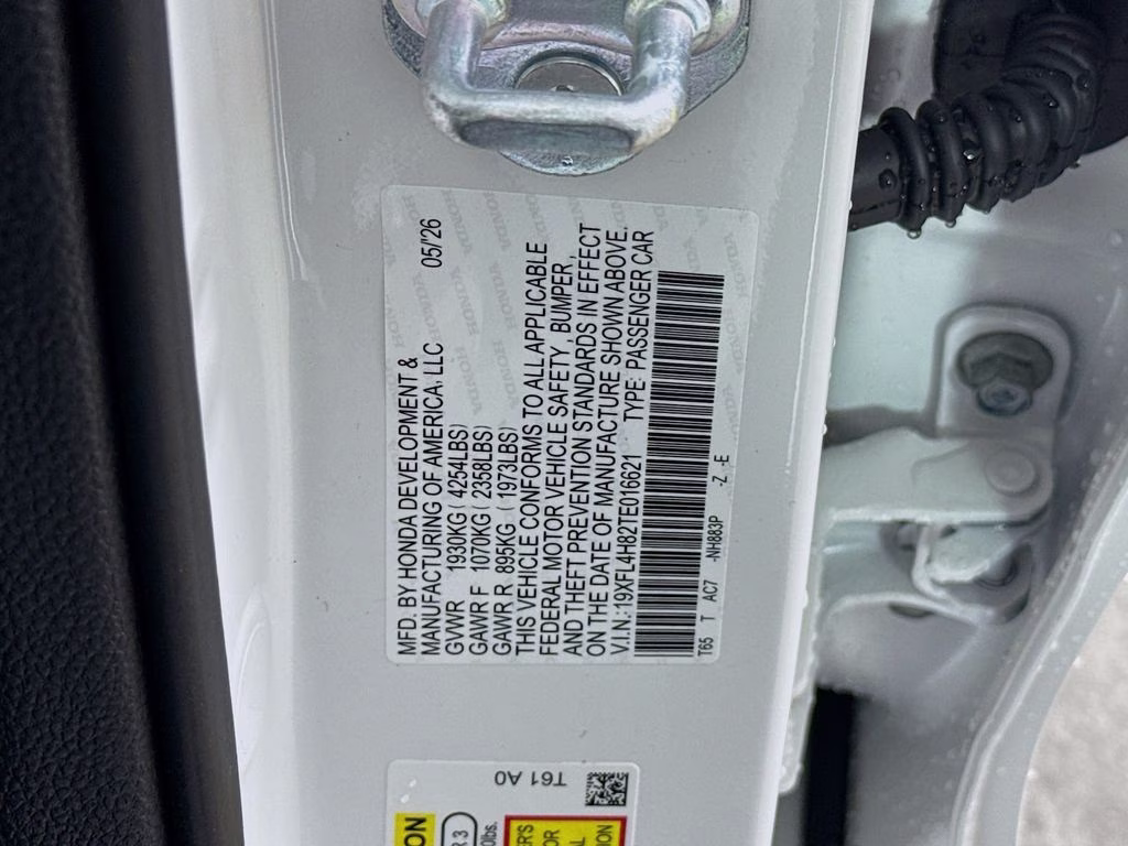 2026 Platinum White Pearl Honda Civic Hybrid Sport FWD Hatchback