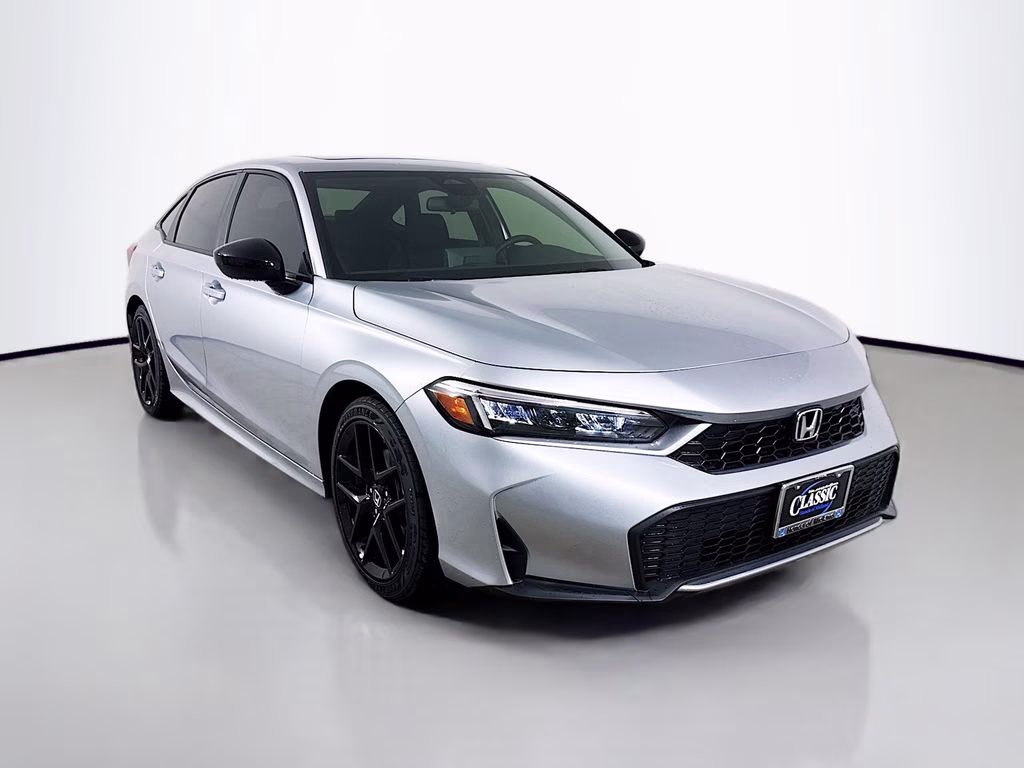 2026 Solar Silver Metallic Honda Civic Hybrid Sport FWD Sedan