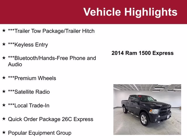 Used 2014 RAM Ram 1500 Pickup Express with VIN 1C6RR7FT2ES464479 for sale in Waite Park, Minnesota