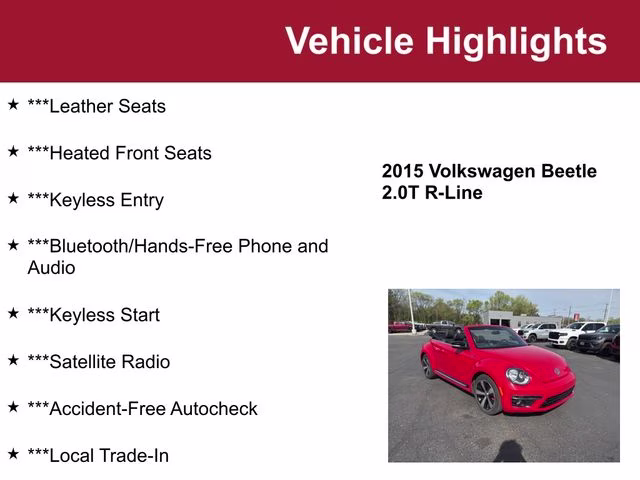 Used 2015 Volkswagen Beetle R-Line with VIN 3VW7S7AT7FM803594 for sale in Waite Park, Minnesota