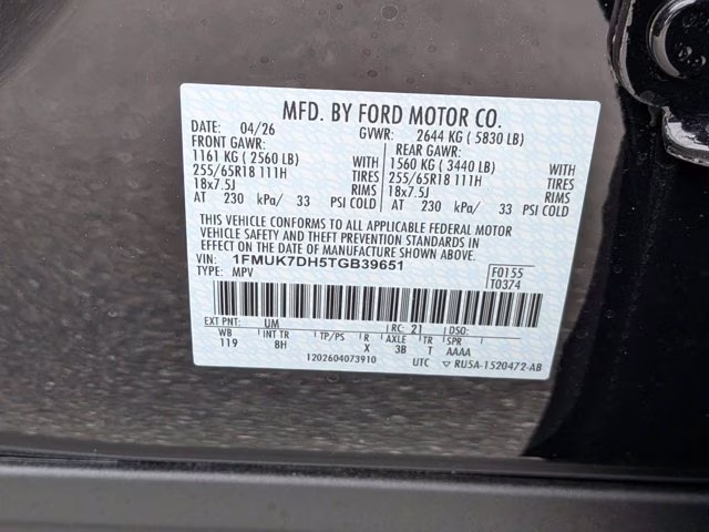 2026 Black Metallic Ford Explorer Active RWD SUV