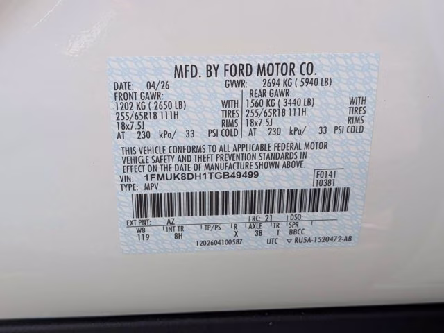 2026 White Metallic Ford Explorer Active 4X4 SUV