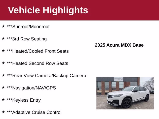 2025 Platinum White Pearl Acura MDX A-Spec Advance Package AWD SUV