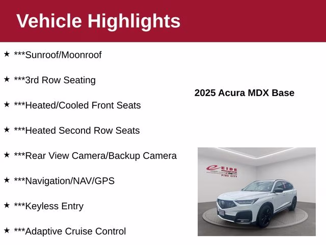 2025 Platinum White Pearl Acura MDX A-Spec Advance Package AWD SUV