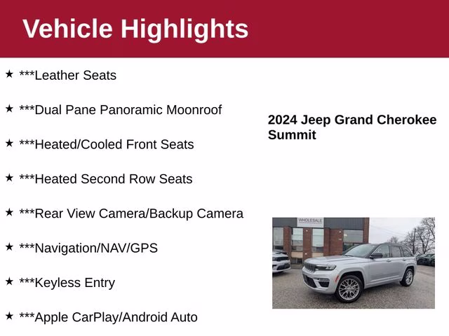 2024 Silver Zynith Jeep Grand Cherokee Summit 4X4 SUV