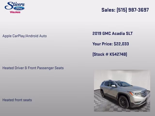 2019 Quicksilver Metallic GMC Acadia SLT-1 AWD SUV