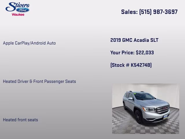 2019 Quicksilver Metallic GMC Acadia SLT-1 AWD SUV